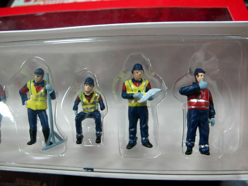 6 Piezas Accesorios Escena de Sitio 1/50 Azul Trabajadores Figura Ajuste CAT Coche Vehículos Foto 4 de 4