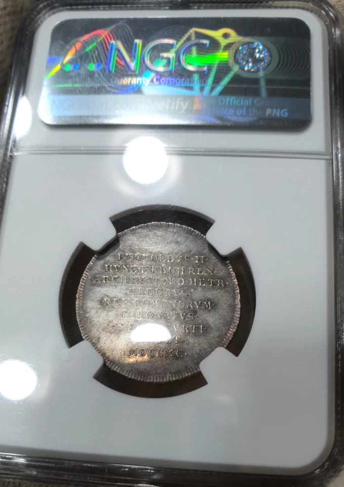 NGC Frankfurt 1790 MS-61 Silver Coronation 2 Ducat Pattern Coin Germany Rare - Image 3 of 4