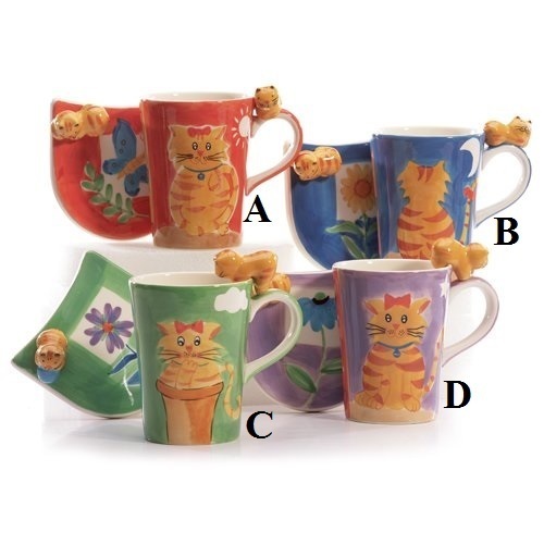 Hues N Brews Ceramic Tea or Coffee Mug & Coaster Set TABBY CAT eBay
