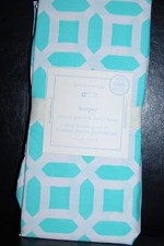 Pottery barn Kids Harper Peyton Crib fitted Sheet aqua white 100 organic cotton