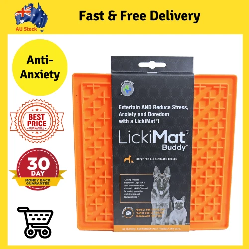 Lickimat Soother Anti-Anxiety Toy Boredom Buster And Slow Feeder ORANGE - Picture 1 of 3