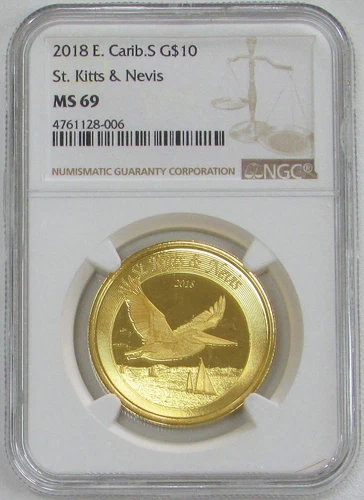 2018 GOLD ST. KITTS & NEVIS 1oz PELICAN NGC MINT STATE 69