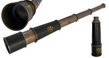 Antique Brass Sailor Telescope Leather Spyglass Vintage Pirate Scope Gift -15 X