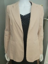 Maria Luna Linen Blend Women's Size Medium Jacket Blazer Nude Tan Beige