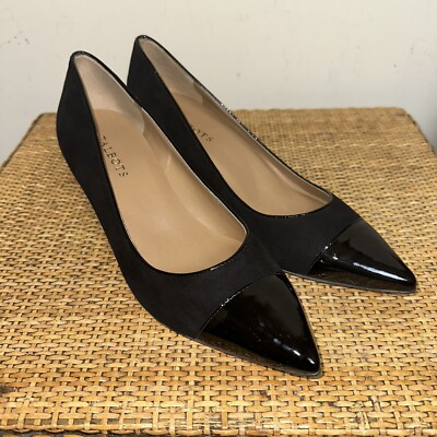 Talbots Women’s Diane Black Suede Patent Toe Trim Heel Glam Black  Tie