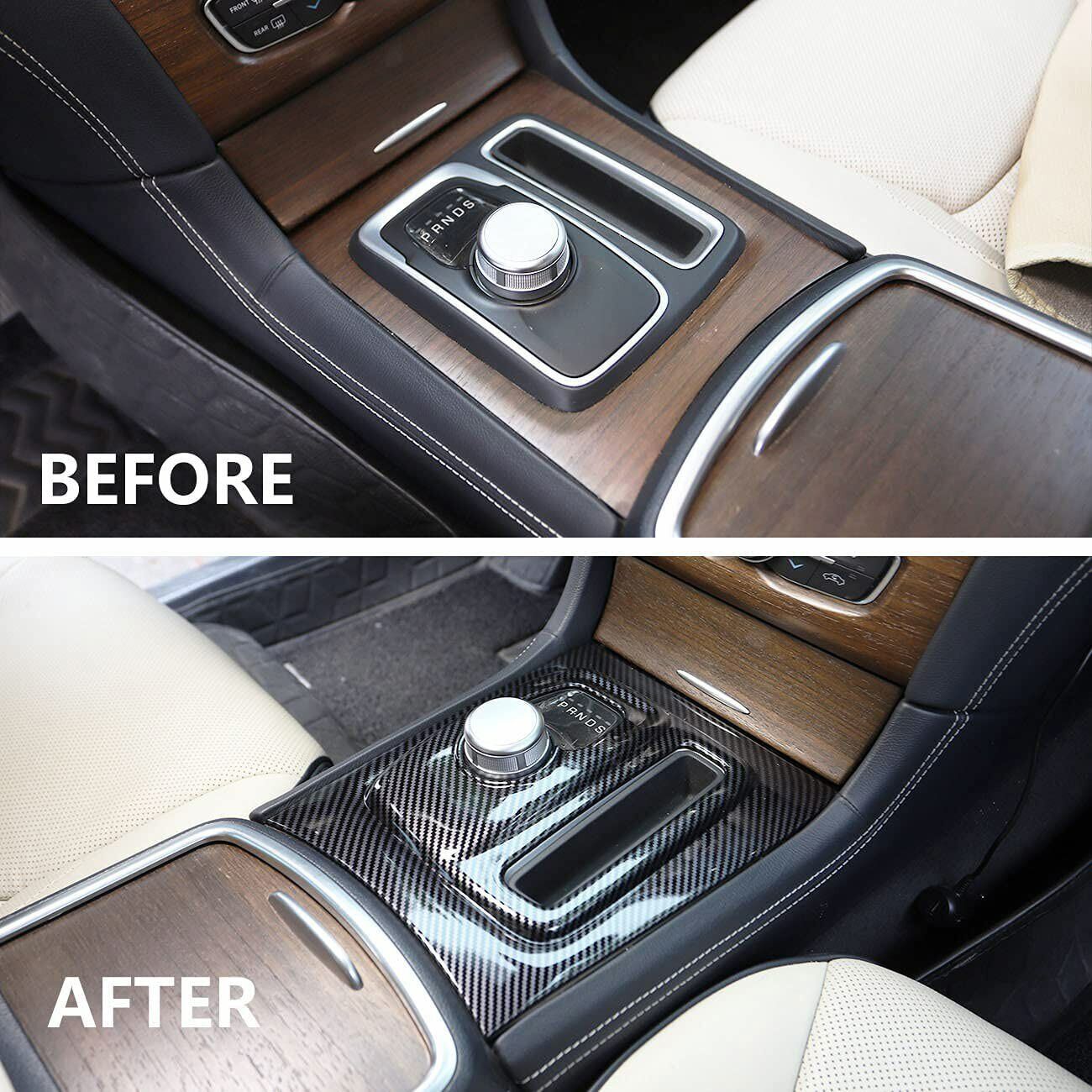 Center Gear Shift Panel Cover Trim For Chrysler 300 /300C 2015-2021 Carbon  Fiber