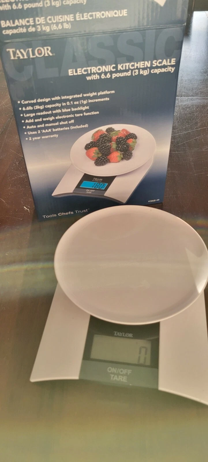 Taylor Electronic Kitchen Scale 6.6lb/3kg Capacity, Battery Included (G)