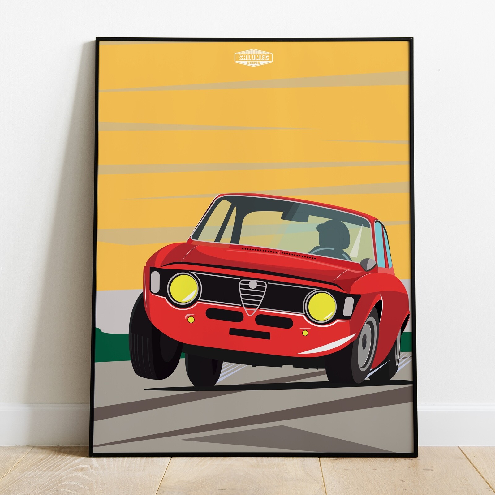 Illustration Alfa Romeo Giulia GTAm rouge edition d'art Salumec Design