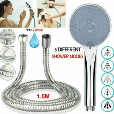 Universal SHOWER head and HOSE set high pressure chrome 5 mode massage ...