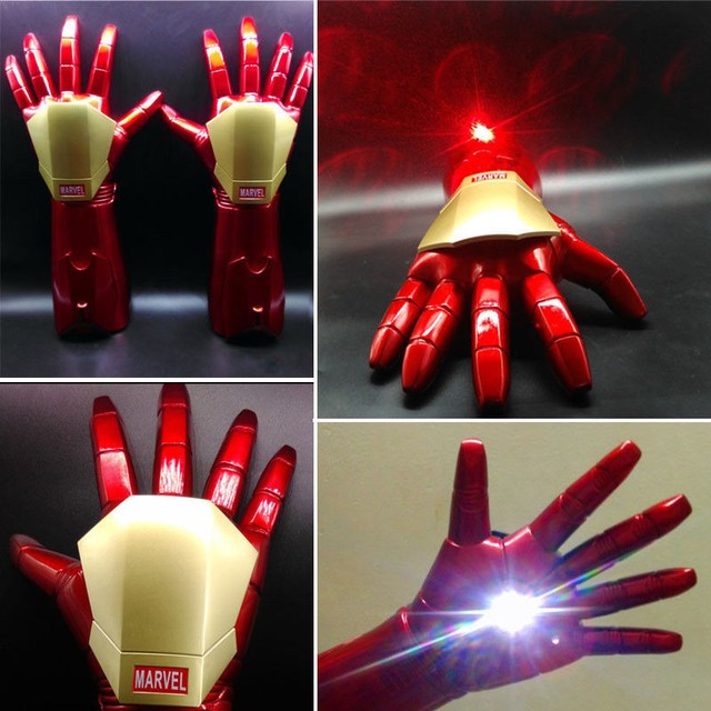 11 The Avengers Iron Man Tony Stark Gloves LED Light Hand Laser