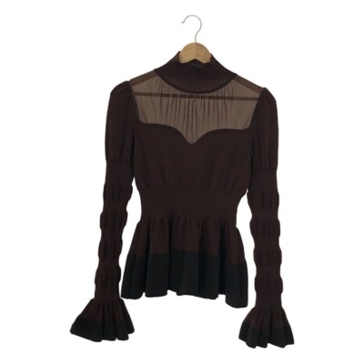 FETICO 2023AW STRIPE KNIT PEPLUM SWEATER Striped 1 Brown FETICO 2023AW STRIPE KNIT PEPLUM SWEATER Striped 1 Brown