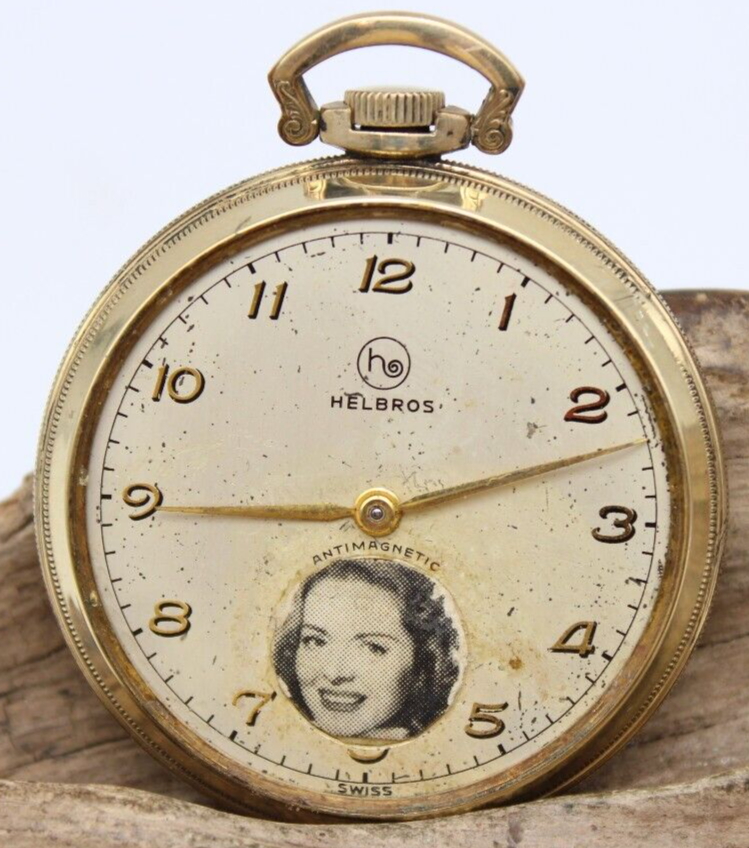 HELBROS G.F SWISS MEN'S POCKET WATCH 17j 43.9mm RUNS WHEN WOUND H26 17.