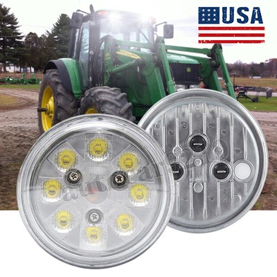 LED Headlight 4.5'' Round Flood Hi/Lo Beam For John Deere 520,530,620,630,720