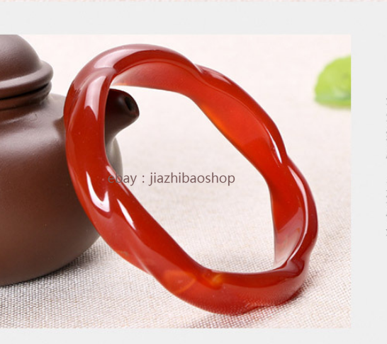 Certified Natural Red ice Agate Chalcedony Jade carving rotate Bracelet Bangle
