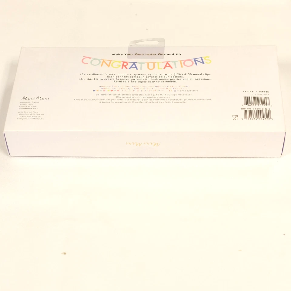 Meri Meri Make Your Own Garland Banner 134 Letters Congratulations Birthday NEW! - Image 3 of 4