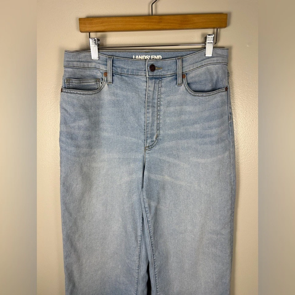 Pantalones de mezclilla elásticos Lands' End tiro alto pierna ancha Foto 4 de 4