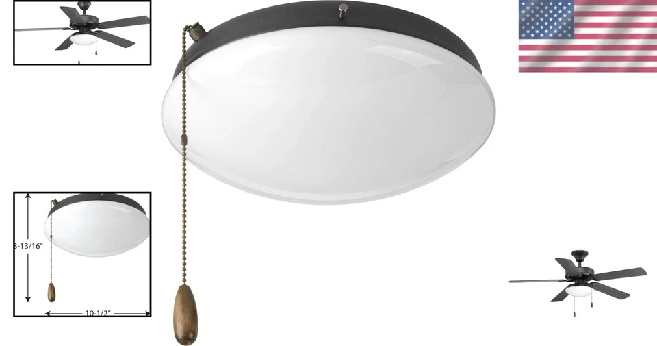 Opal Glass Two-Light Dimmable Fan Light Kit - Graphite Finish for Modern Homes - Image 2 of 4