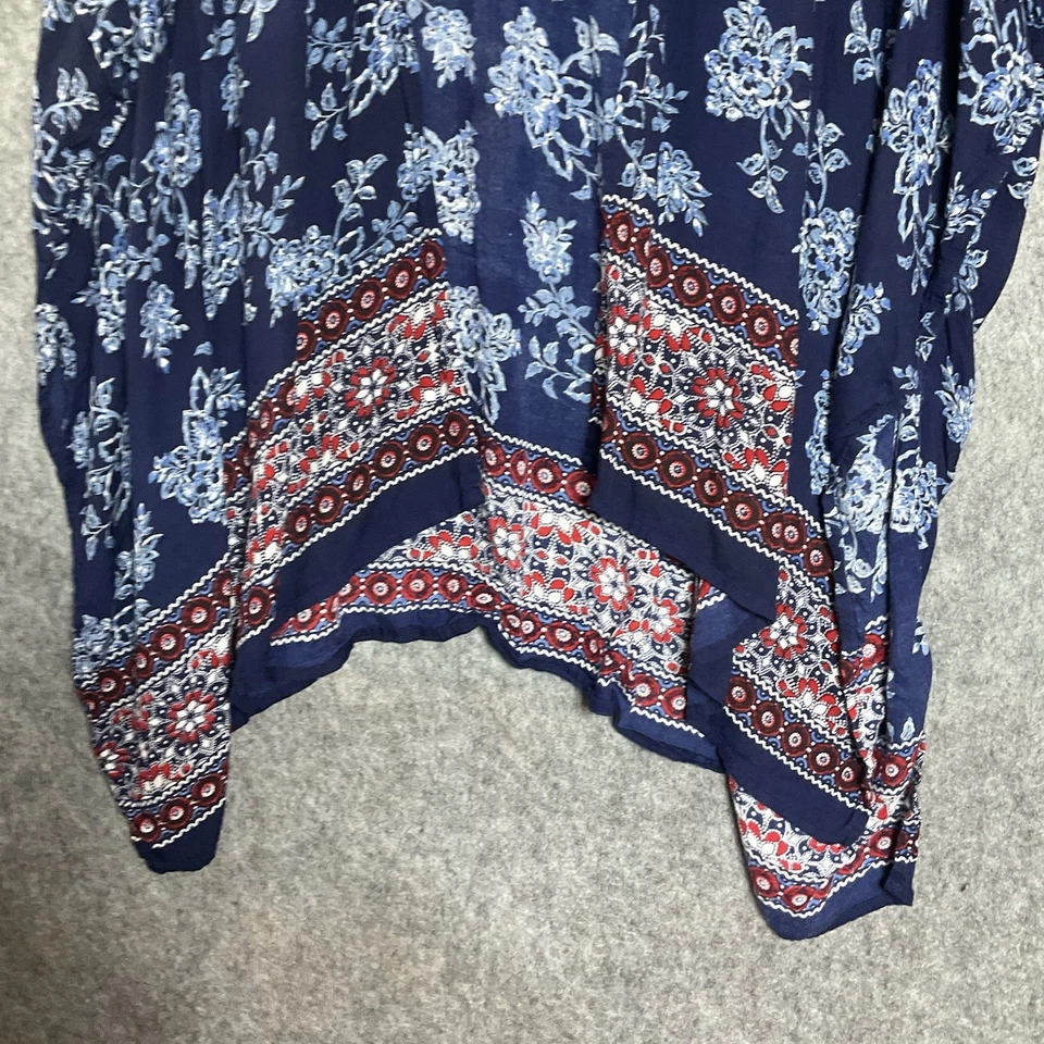 Coldwater Creek Sweater Womens XL Blue Floral Open Front Duster Boho Festival - Image 3 of 4