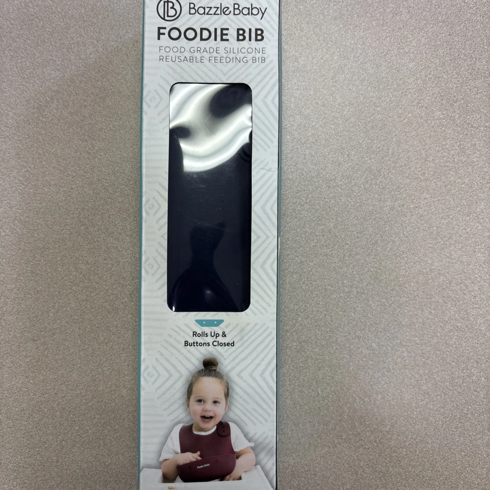 Bazzle Baby Foodie Bib Easy Storage Travel Blue Snap Button Food Grade Silicone