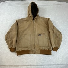 Big Smith Canvas Jacket Men s XL Insulated H35100GBW Workwear Hooded Zip Brown