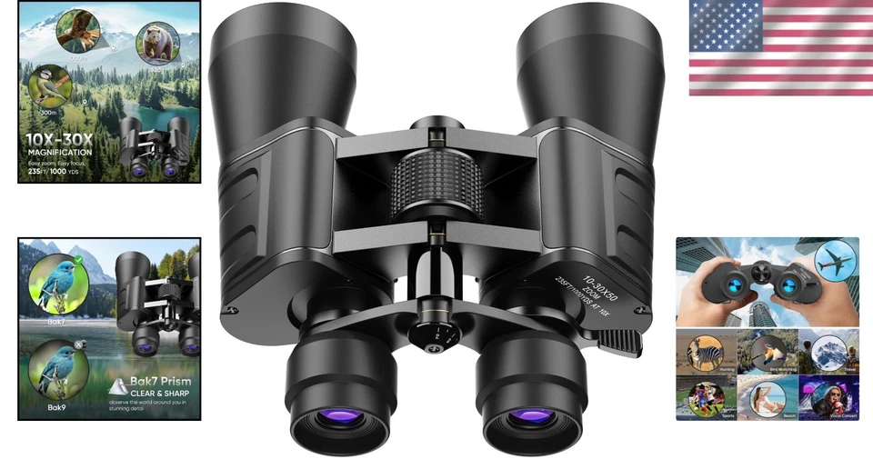 HD Professional 10-30x50 Military Zoom Binoculars for Bird Watching & Hiking - Image 2 of 4