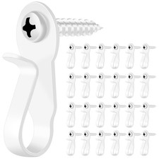 Best 24 Pack Light Hanger Hooks White Stainless Steel Screw in Hooks for Outdoor