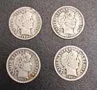 New ListingLot of 4 Circulated Barber Dimes 1901, 1911, 1913, 1914 90% Silver Coins (016)