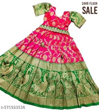 South Indian Silk Traditional Party Wear Gown For Girls Kids Onam Dress for Girl