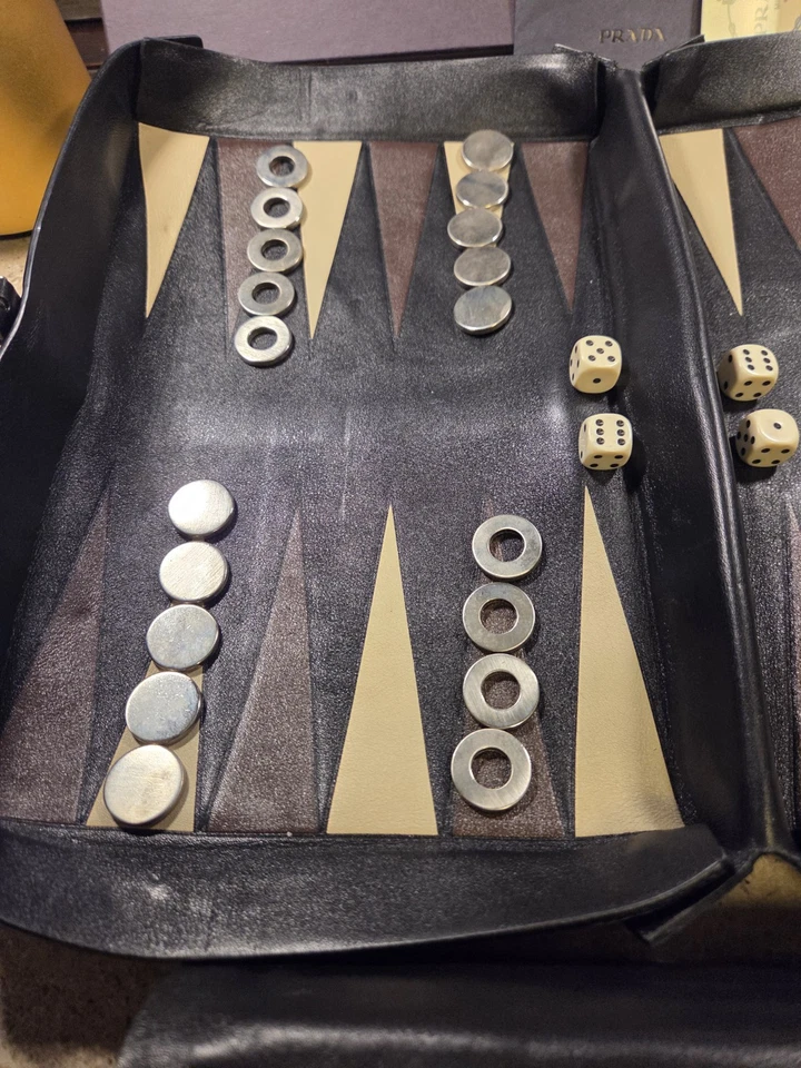 PRADA Saffiano Leather Travel BACKGAMMON Set. in Original Box, and Card! - Image 4 of 4