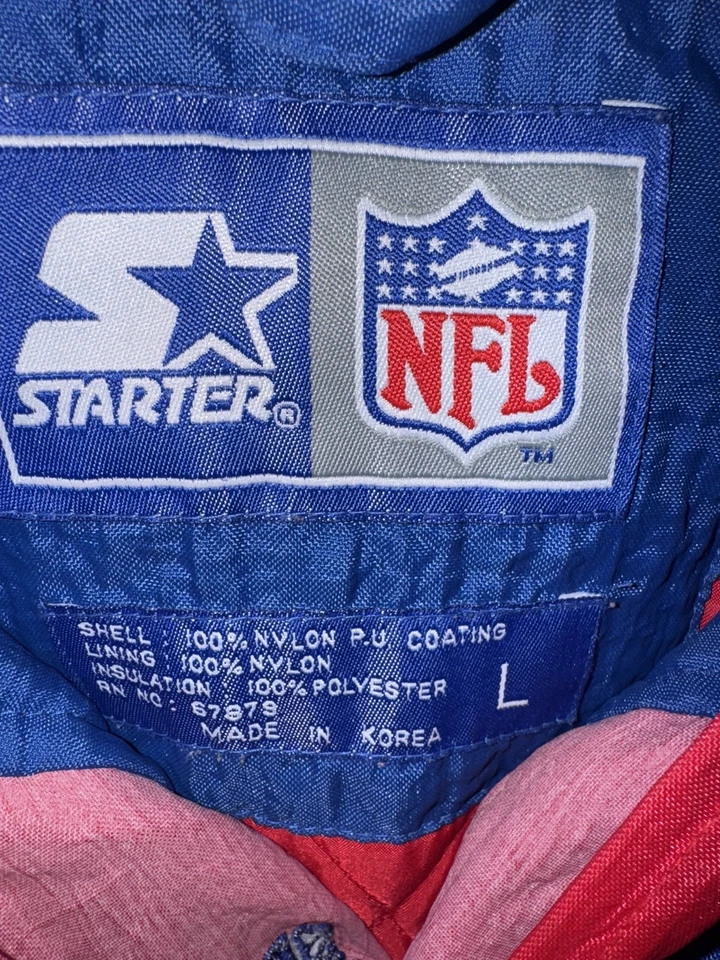 Vintage 90s Starter New York Giants 1/4 Zip Puffer Pullover Jacket Size L - Image 2 of 4