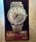1979 Timex Mercury Men Silver Tone 35mm Mechanical Wind Analog Watch  Day-Date