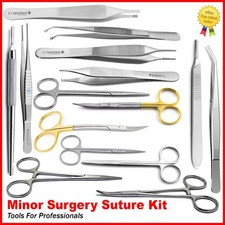 NEW PREMIUM 15 PC MINOR SURGERY SUTURE SET SURGICAL INSTRUMENTS KIT-ALL IN ONE