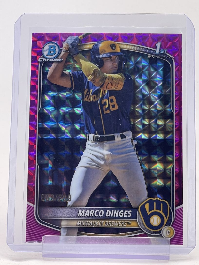 MARCO DINGES 2025 BOWMAN CHROME 1ST FUCHSIA GEOMETRIC REFRACTOR C /299 Q0027