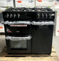 Belling Farmhouse 90DFT 90cm Dual Fuel Range Cooker with Gas Hob - Black/Chrome