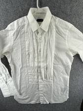 Tom Ford Formal Dress Shirt White French Cuff Size 16 Switzerland Cotton Pleats