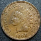 1908 Indian Head Cent - Full Sharp LIBERTY and the Diamond Details on Ribbon