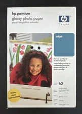 HP Premium Glossy Photo Paper 60 Sheet 4” x 6” Perforated Tab NOB