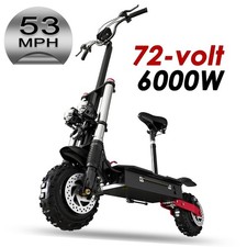 72V 6000W Electric Scooter 53 MPH Fast Speed 11 inch Off Road Tire E Scooter