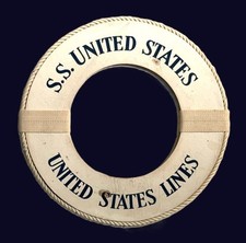 S.S. UNITED STATES 12" Souvenir Life Ring from Gift Shop - 6.5" Inner Photo Ring