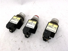 Lot of 3 Allen Bradley 800MR-B6 Ser A Pushbutton w/ 800M-XD2S Contact Block
