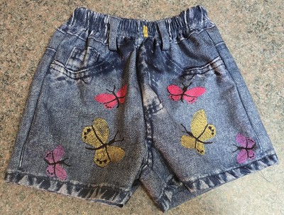 Baby Girl Shorts; Elastic Waist; Butterfly Design; Size 1-2 Year