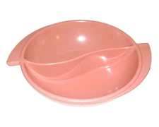 Vintage Boonton Melmac Serve Ware Melamine Divided Atomic Pink Bowl #605