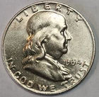 1954 D Franklin Half Dollar, AU - 90% Silver - 0.3617 Troy Ounces, F-D54AK