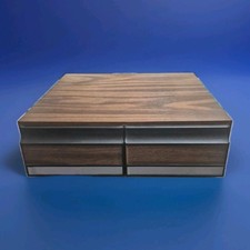 Vintage VHS VCR Tape Holder 2 Drawer Cabinet Storage Case Holds 24 Wood Grain