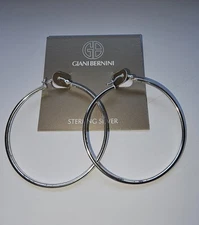 New Giani Bernini Sterling Silver 2" Hoop Earrings Round