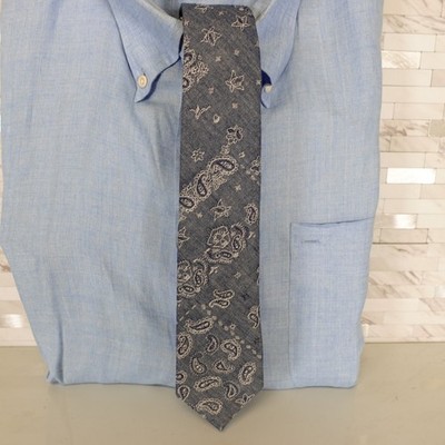 Cotton Jacquard Tie Mens STEVEN ALAN Blue Paisley Boho Suit Necktie Designer USA