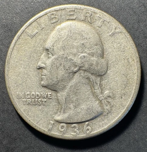 1936-P Silver Washington Quarter (Circulated) - (#2018) Very Fine Condition