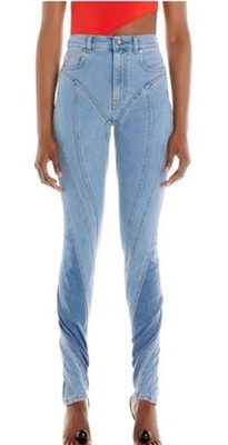 Mugler Straight Leg Spiral Denim Jeans