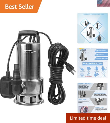 #ad Durable Stainless Steel 1.5HP Pump: Ideal for Clean Dirty Water Management $125.99