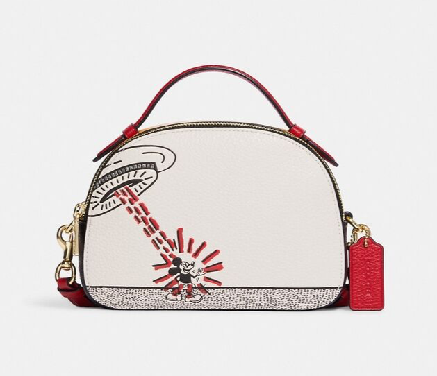 Coach Black Red White Mickey Mouse Women's Small Crossbody Bag C6977